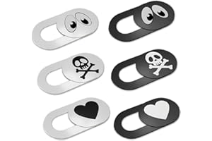 KARBOME Tapa Webcam Ultrafina Blanco y Negro (6 Unidades) | Tapar Camara portatil PC, Mac y Tablet | Ojos, Cráneo, Corazón | Set-A2