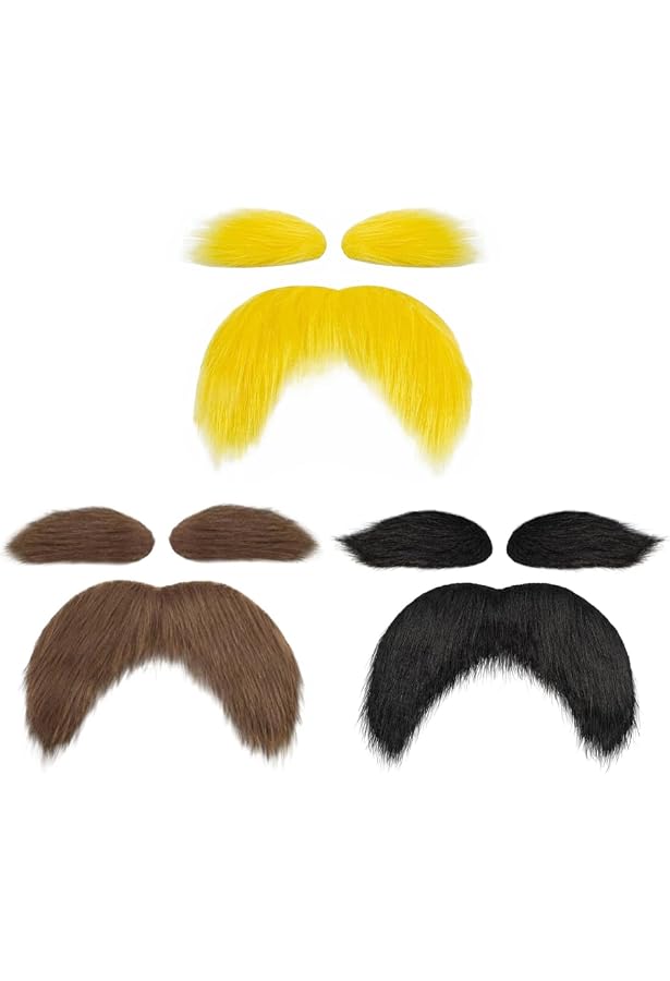 2 Kits Barbe + Sourcils Autocollants – Fausse Barbe épaisse Velours – Pour Déguisement, Cosplay, Théâtre, Fête Déguisée