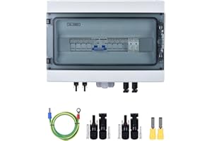 DIHOOL DC Protection contre les surtensions PV Boîtier de raccordement DC500 V 25 A 4 cordes Protection contre la foudre pour installation PV photovoltaïque IP65 Boîtier (4 en 1 sortie 25 A)