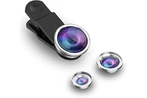 LEUCHTBOX 3 in 1 Handy Objektiv Set, Clip-On Kamera-Adapter für Smartphones - Fischaugenobjektiv (180° Fisheye Linse) + Weitwinkel (0,67x Wide) + Makroobjektiv (10x) - für alle Handys geeignet (Silber)