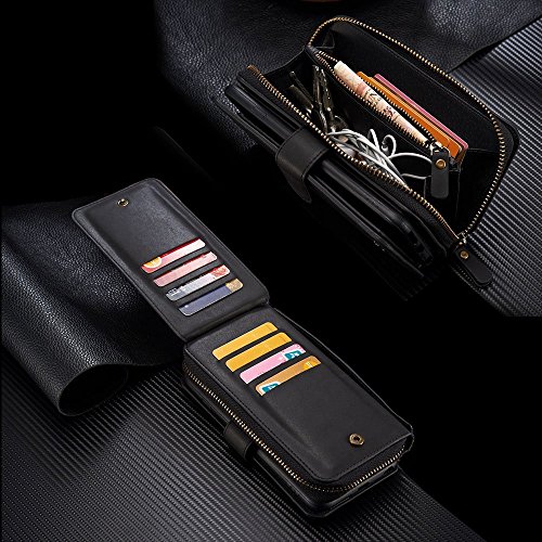 Galaxy S8 Hülle, Lively Life PU Leder Wallet Hülle Multifunktions Abnehmbare Reißverschluss Schutzhülle Flip Case Cover mit Kartenfächer Card Slot Geldbörse Geldbeutel Schutz Tasche für Samsung Galaxy S8 – Schwarz - 6