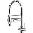 Delle Rosa Kitchen Faucet, 3 Way Drinking Water Faucet, Modern Kitchen Faucet with Pull Down Sprayer, Dual Handles Kitchen Sink Faucet,3 in 1 High Arc Water Filter Purifier Faucets Brushed Nickel