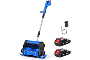 IERAKOR Fraise à Neige sans Fil, 21V Pelle à Neige sans Fil Pliable avec 2 x 2.0Ah Batteries et Chargeur, 30 cm Largeur et 18 cm Profondeur de Nettoyage, Distance De Projection 8.5 M, Moteur sans Balais