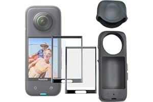 FOTOLEEY Coque en silicone pour objectif et étui de protection pour appareil photo Insta360 One X3 Lens Protector Silicone Case and Screen Protector