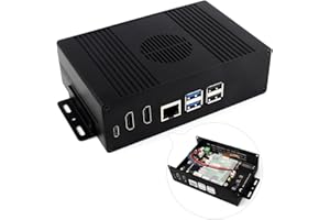 Waveshare Multi-Functional All-In-One Mini-Computer Kit C for Raspberry Pi 5 M.2 NVME Case Aluminum Alloy Case with PCIe TO M.2 Board Supports PCIe Extending To M.2 Interface