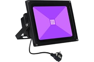 OUSIDE LED Schwarzlicht Strahler, 10W Violettes UV Fluter mit Stecker IP65 imprägniern 395-400nm Wellenlängen Schwarzlichtlampe für Bühnen Beleuchtung Party Leistung und Schwarzlichtparty