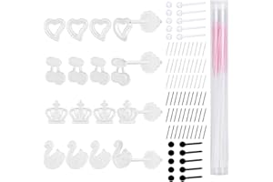 AoedeJ 8 Pairs Clear Stud Earrings for School Plastic Earrings for Sensitive Ears Silicone Earrings Clear Plastic Earrings for School