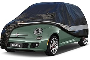 Telo Copriauto da Esterno, Holthly 10 Strati Telo Copri Auto Felpato 100% Impermeabile, Copertura Auto Antipolvere Antigraffio AntiSole, Abarth 595, Twingo. Nero