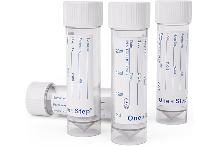 15 Urine Sample Bottles Specimen Pot Graduated Container with Lid & Label 30ml