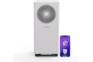 Klarstein Aero Ring Climatiseur Mobile – 7,000 BTU, 3-en-1 Refroidissement, Déshumidificateur & Ventilateur, Commande App & Voix, Pour Pièces Jusqu'à 25 m², Éco R290, Roulettes, Blanc