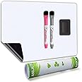 ANLIOTE Magnetic Dry Erase Board Fridge White Board Sheet 30 x 20cm - Easy to Write and Clean, Flexible Refrigerator Small Whiteboard Notepad for Home Kitchen Memo Shopping List, 2 Markers and Eraser
