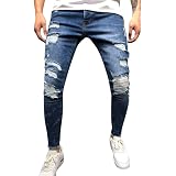 Pantalones Largos para Hombre Slim Jeans para Hombre Vaqueros Hombres Rotos  Jeans Rotos de los Hombres Los Pantalones Denim Jeans Skinny Frayed Pants  MMUJERY: Amazon.es: Ropa