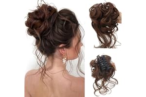 RPAEOY Chignon Capelli con Claw Chignon Finto Capelli Ricci Spessi Updo Ondulati Sintetici Coda di Cavallo Posticcio Hair Extension Ponytail di Cavallo per Donna(Marrone rossiccio)