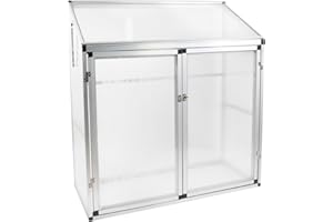 Gegaden Aluminium ohne Rückwand Beistell-Gewächshaus Gartengewächshaus Treibhaus Frühbeet 130 * 52 * 140 cm