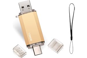 FINEWISH Tipo C y USB 2.0 OTG Flash Drive 128 GB 2 en 1 USB Pendrive Memory Stick para Smartphones Android, Windows, Android, Pc, Tabletas, Almacenamiento DE Datos Externo Etc (Oro)