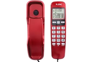 SORANDY Wandtelefon, Festnetztelefon für Zuhause, kabelgebundenes Desktop-Telefon mit LCD-Display, Anrufer-ID, DTMF FSK Dual System (Rot)