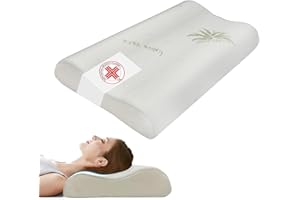 Kiby® Cuscino Cervicale in Memory Foam [DISPOSITIVO MEDICO Detraibile] Ortopedico con Aloe Vera (Certificato OEKO-TEX®), Doppia Onda Ergonomico, Traspirante, Antirussamento, Anallergico e Lavabile