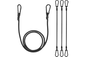 LTSTORE Corde Elastiche,4 Pezzi Cinghie Elastiche con Moschettone Elastici con Ganci 150CM per Portapacchi,Auto,Moto,Bici,Telo,Nero.