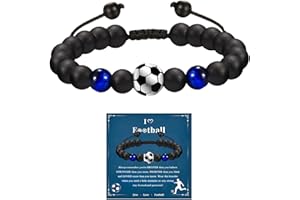 NOVSTUF Fußball Geschenke für Jungs, Fußball Armband für Fußballfans Kinder Naturstein Fußballarmband Geschenke für Sohn Teenager Enkel Neffe Bruder Abschluss