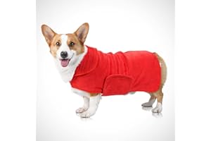 WE ART LEAVES Dog Towel 400 GSM Small Size - Red Microfiber Dog Drying Coat-Double Layered Dog Towels for Drying Dogs-Fast Drying Dog Bathrobe -Super Absorbent Hook & Loop Design Dog Robe