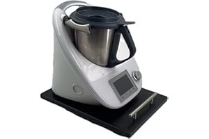FLAVOR PLUS Tabla Deslizante, Base con ruedas, Plataforma compatible con THERMOMIX TM31, TM5, TM6. Protege la balanza de su máquina. Medidas 30x40 cms Mod pequeña negra