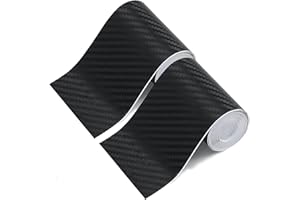 MSKS Carbon Fibre Vinyl Wrap Roll Black Strips Protective Film Car Sticker Door Sill Scuff Anti Scratch Tape Protection Universal Car Accessories Texture 3D Effect For DIY Vehicle Motorcycle (10cmx6m)