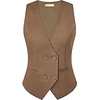 RWGSNB Vest Dames Elegant, Pak Vest Vintage Plaid Dressy Mouwloos Jasje Veelzijdig Pak Vesten Blazers Gilet Cardigan Met Zakken Voor Dagelijks Gebruik Xl