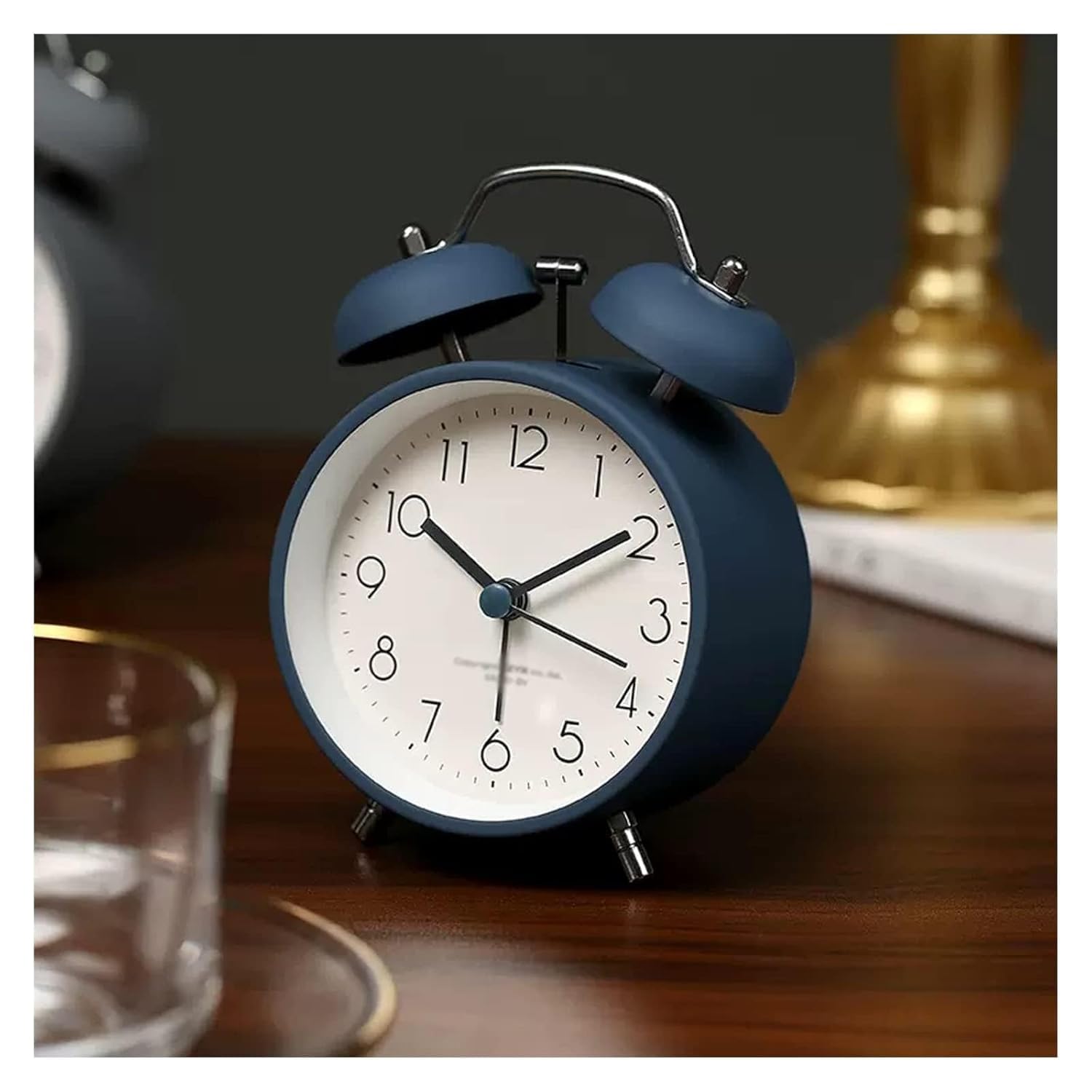 BUQARO Vintage Twin Bell Analog Display Table Alarm Clock with Night LED Light Heavy Slippers Extra Loud Alarm Clock Ideal fo