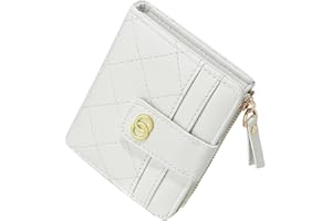 FULEI Small Purses for Women PU Leather Ladies White Quilted Purse Wallet with Credit Card Holders and Coin Zip Purse