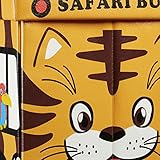 Relaxdays Faltbare Spielzeugkiste Tiger HBT 32 x 48 x 32 cm stabiler Kinder Sitzhocker als Spielzeugbox aus Kunstleder mit Stauraum ca. 37 l und Deckel zum Abnehmen für Kinderzimmer, Safari Bus - 5