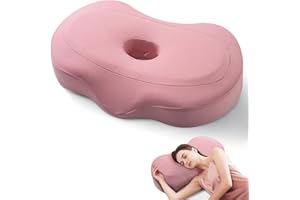 SeiriHelper Ergonomisches Piercing Kissen Ohr, Memory-Schaum Kissen mit Loch, Abnehmbarer und Waschbarer Bezug, 55 * 35 * 9cm (Rosa)