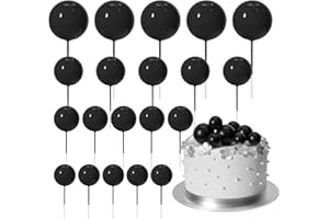 ASTARON 20 Pcs Ball Cake Topper Decorations Mini Balloons Cake Topper Sticks Black Balls Cake Picks Cake Topper Balls Cake Decorations for Wedding Birthday Cake Decorations