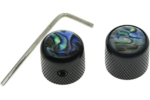 Dopro Lot de 2 boutons de guitare Telecaster en ormeau avec vis et clé Noir