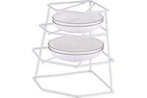 Greenfields Kitchen 4 Tier Corner Plate Rack Heavy Duty Kitchen Cupboard Storage Shelf Organiser Space Saving Dish Rack Stand for Plates Bowls Dishes Compact Countertop Cabinet Organiser