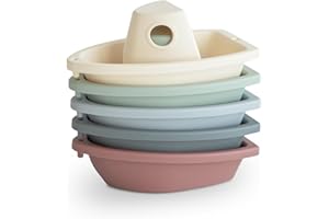 Mushie Giocattolo da bagno 5 Barca Giochi bagnetto Giocattoli da Bagnetto per Bambini | Realizzato in plastica PP per il divertimento nella vasca da bagno | Prodotto in Danimarca (Original)