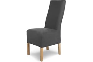 ‎SH SCHEFFLER-HOME LIVE HOMESTYLE SCHEFFLER-Home Stuhlhussen Stretch Luna-Lang/elastische Flanell Stuhlabdeckung Anthrazit-Grau/Stuhlhussen elastisch Schwingstühle/Spann-Bezug Stuhl Überwurf als eleganter Schonbezug