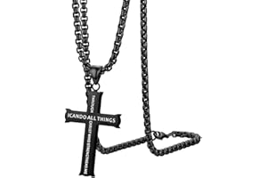 OIDEA Collana Uomo Catena acciaio inossidabile pendente Croce Bibbia,Colore a scelta