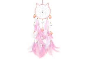 FEIBETY Cat Dream Catcher,Lovely Cat Shape Colorful Handmade Woven Dream Catchers Feathers,Dream Catcher for Adult and Kids,Cat Dreamcatcher Art Ornament Gift Chimes for Home Children Bedroom Decor