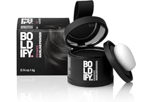 Boldify Ansatzpuder Fleckfreies Instant Streuhaar mit 48-Stunden-Formel für Haar| Haarpuder für Ausbesserung der Wurzeln für dünner werdendes Haar, kahle Stellen und graue Haarwurzeln (Schwarz)