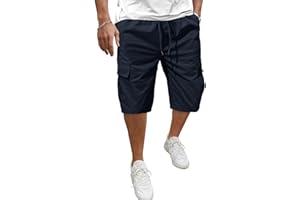 Svanco Combat Cargo Shorts Pantalones Cortos De Trabajo con Cordón para Hombre Pantalón Cortos De Algodón Elástico Casual con 5 Bolsillos Short M-XXL