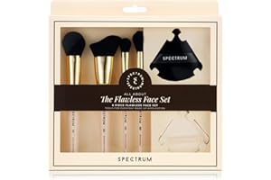 Spectrum 6 Piece Flawless Face Makeup Brush & Puff Set | Professional Brushes for Foundation, Contouring, Concealer & Highlighting | Vegan & Cruelty-Free