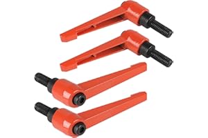 efuturetime 4 Pcs Maniglie a Leva di Serraggio M10-25mm Maniglia a Ripresa di Boccaggio Regolabile in Acciaio al Carbonio Arancione