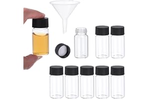 PATIKIL Frascos de Vidrio Transparente de 20 ml, Paquete de 8 Frascos de Muestra con Tapa de Rosca, Botella de Medios de Reactivo con Embudo, Frasco de Vidrio a Prueba de Fugas