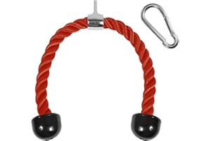 Yes4All Cuerda de Tríceps Deluxe para Polea de Gimnasio, 27 y 36 pulgadas en 4 colores, Accesorio para Máquina de Ejercicios con Mosquetón