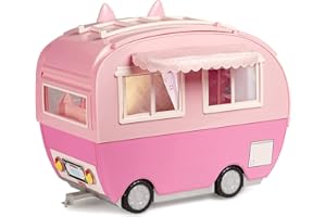 Na! Na! Na! Surprise Kitty-Cat Camper - Pink Camper Vehicle with Cat Ears & Tail - 7 Play Areas Including Full Kitchen, Hammock & Accessories, Doll Car & More