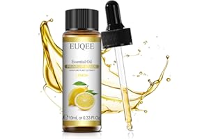 EUQEE Lemon Essential Oil 10ml, Pure Organic Lemon Oil for Cleaning, Essential Oils for Diffusers for Home, Aromatherapy, Relax