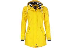 Dry Fashion Damen Regenmantel Kiel - Frauen Regenjacke Damen Jacke mit verstellbarer Kapuze Lang Winddicht Wasserdicht