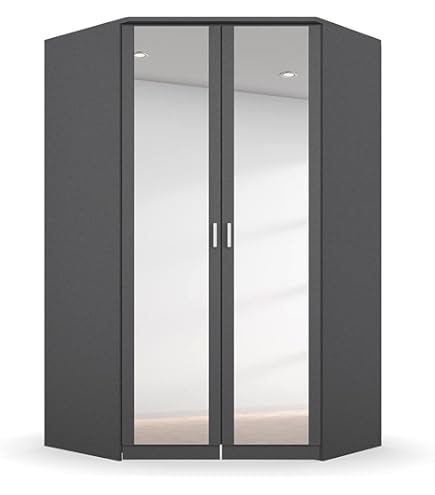 Lomadox Eckkleiderschrank Begehbar - Eiche Mit Graphit, 124x199x148 Cm