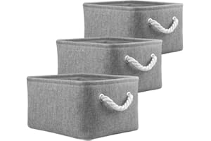 Mangata Aufbewahrungsboxen aus Stoff, Aufbewahrungskörbe, Organizer für die Home-Office-Schule, für Regale, Schränke, Spielzeug und mehr, 3er-Pack (Grau, Klein)