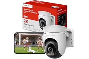 MERCUSYS Caméra de Surveillance WiFi extérieur 360° 2K 3MP, Vision Nocturne Couleur, Détection de Personne et Suivi de Mouvement, Étanche IP65, Alarme sonore Personnalisable, MC510